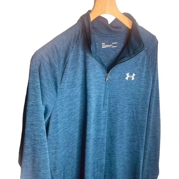 Under Armour Men's Blue HeatGear 1/4 Zip Pullover Sweatshirt - Picture 4 of 10